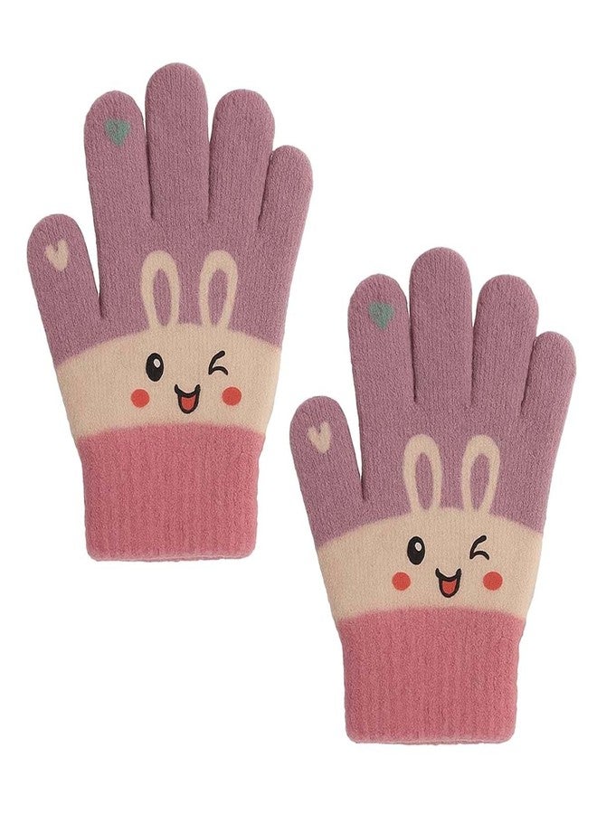 NAT Winter Warm Stretchable Cartoon Knit Gloves for Boys & Girls (Age 5-8 Years) | Soft Woolen Gloves | Assorted Any 1 Pair - Image 1